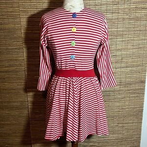 Unknown Brand, Vintage Feel Red and White Striped Mini w/Multicolored Buttons